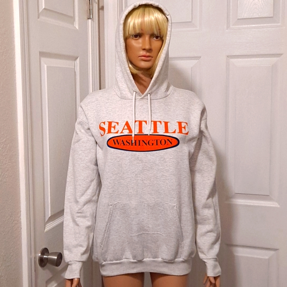 Seattle Washington Pullover Sweatshirt Hoodie  with Kangaroo Pocket